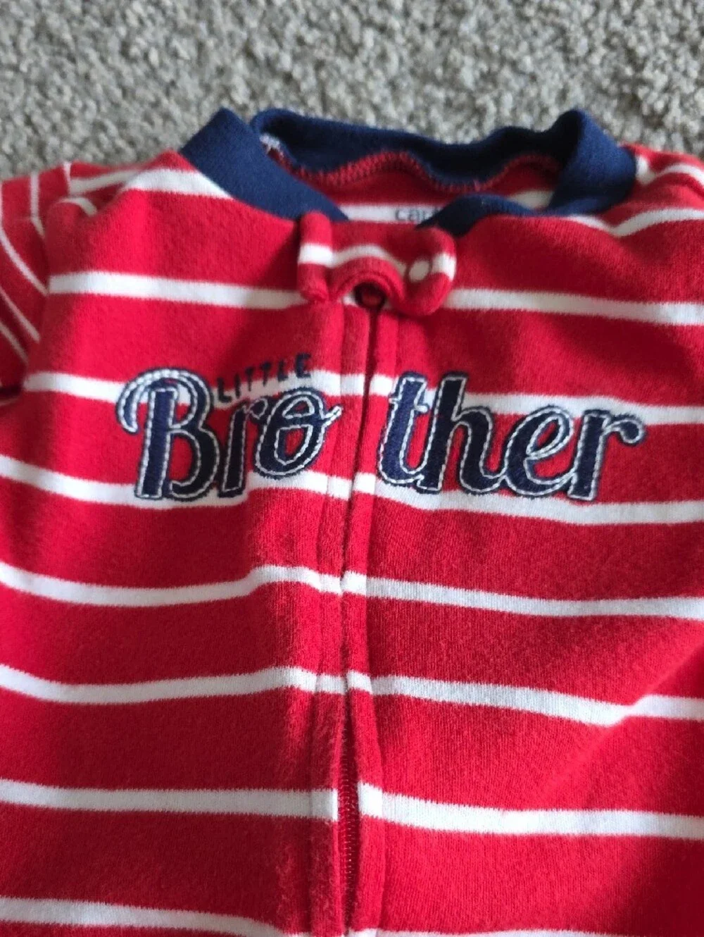 Carter's Red and White Striped Footed One-Piece with Navy 